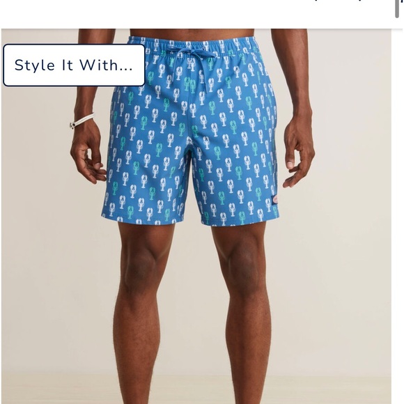 VINEYARD VINES fish print men’s swim trunks size M pink blue - Picture 9 of 17